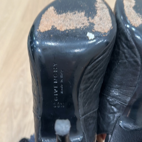 Givenchy black leather lace up peep toe slingback heel bootie size 38.5 - Picture 4 of 10